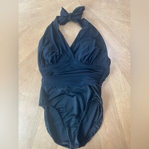 Magic suit size 8 black halter one piece swimsuit with full coverage bottoms